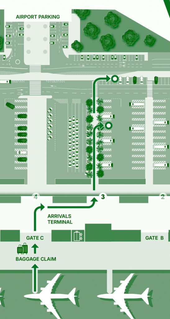 Nuevo plano parking 2025 PARKTRAVEL DUOTONO EN Shuttle Bus pick-up