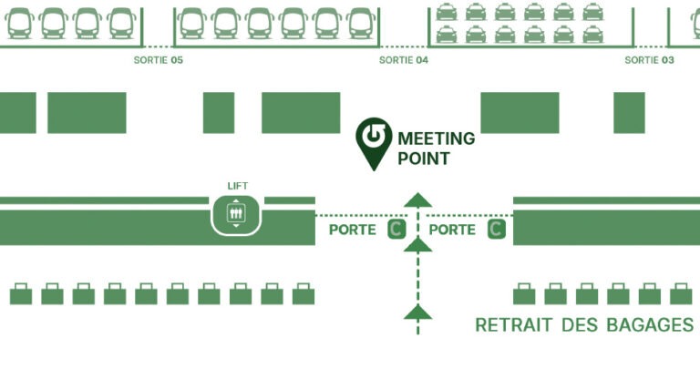 mapa meeting point aeropuerto FR Point de rencontre à l’aéroport de Palma de Majorque